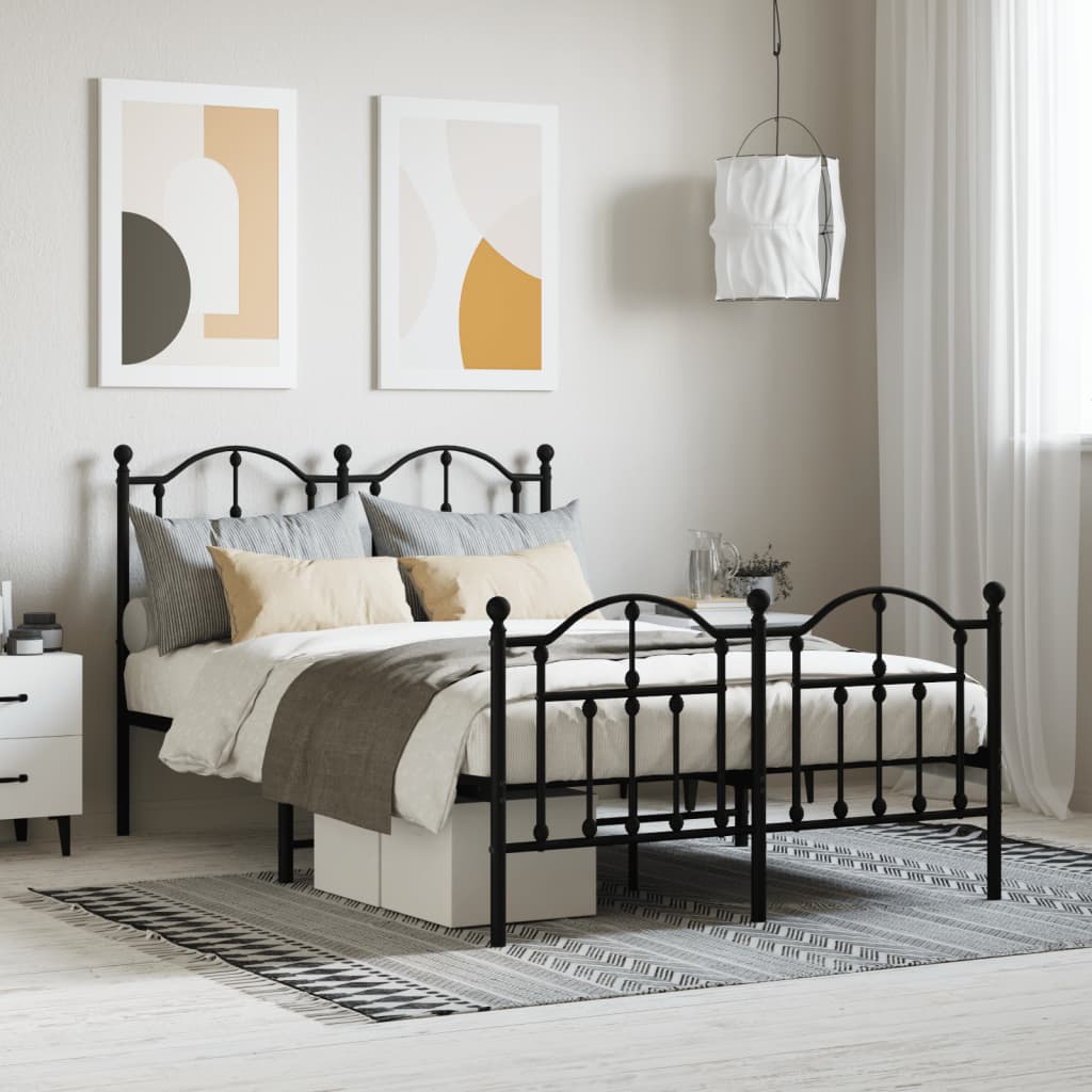 Bedframe met hoofd- en voeteneinde metaal zwart 120x190 cm is nu te koop bij PeponiXL, paradijselijk wonen!