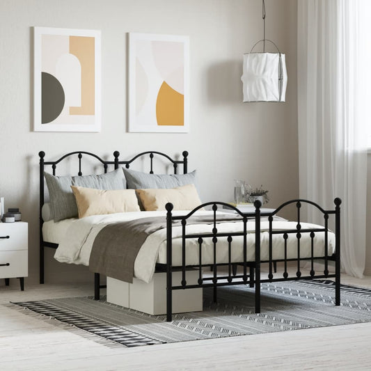 Bedframe met hoofd- en voeteneinde metaal zwart 120x200 cm is nu te koop bij PeponiXL, paradijselijk wonen!