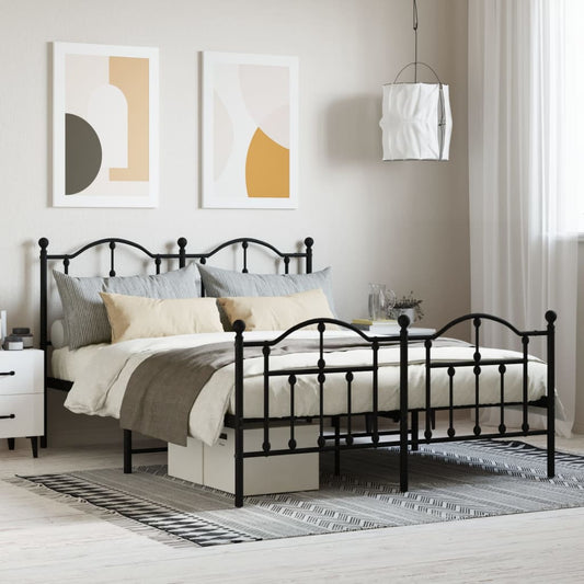 Bedframe met hoofd- en voeteneinde metaal zwart 140x200 cm is nu te koop bij PeponiXL, paradijselijk wonen!