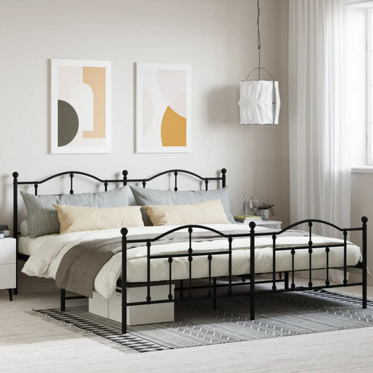 Bedframe met hoofd- en voeteneinde metaal zwart 200x200 cm is nu te koop bij PeponiXL, paradijselijk wonen!