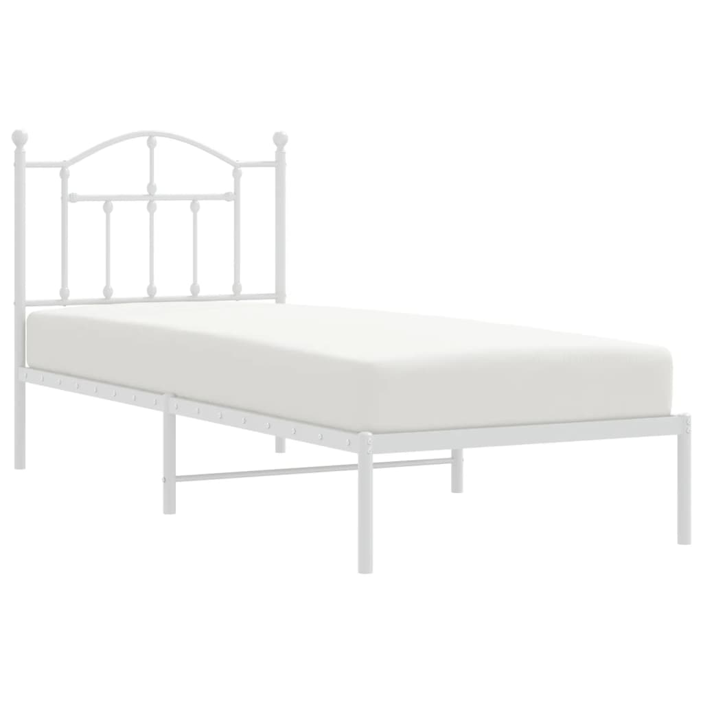 Bedframe met hoofdbord metaal wit 90x190 cm is nu te koop bij PeponiXL, paradijselijk wonen!