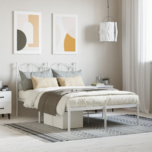 Bedframe met hoofdbord metaal wit 120x200 cm is nu te koop bij PeponiXL, paradijselijk wonen!