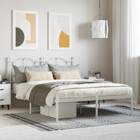 Bedframe met hoofdbord metaal wit 140x190 cm is nu te koop bij PeponiXL, paradijselijk wonen!