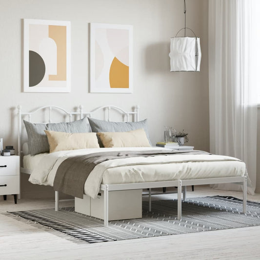 Bedframe met hoofdbord metaal wit 140x200 cm is nu te koop bij PeponiXL, paradijselijk wonen!
