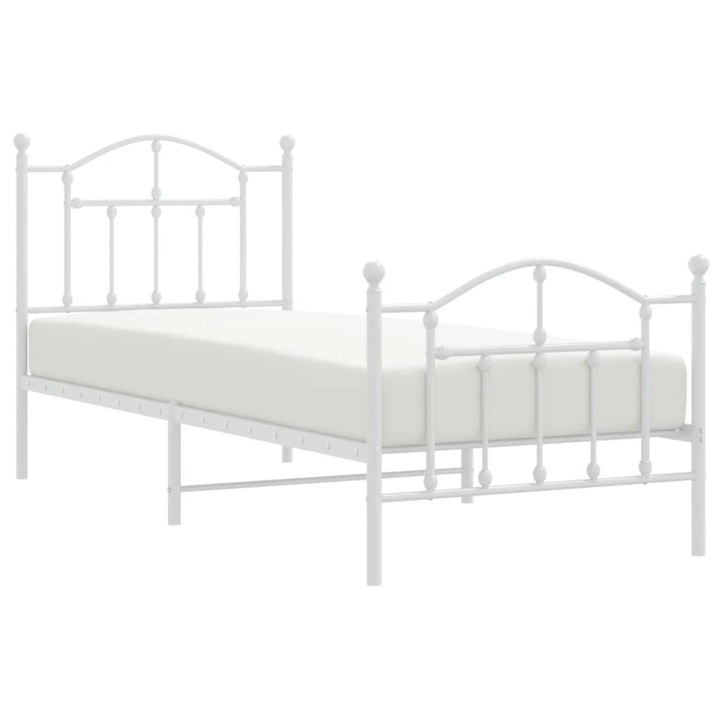 Bedframe met hoofd- en voeteneinde metaal wit 90x190 cm is nu te koop bij PeponiXL, paradijselijk wonen!