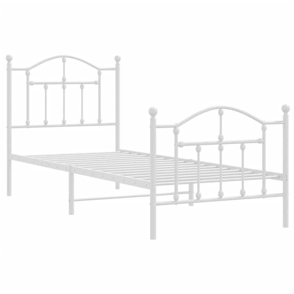 Bedframe met hoofd- en voeteneinde metaal wit 90x190 cm is nu te koop bij PeponiXL, paradijselijk wonen!