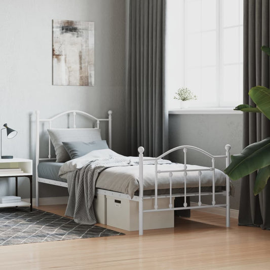 Bedframe met hoofd- en voeteneinde metaal wit 90x190 cm is nu te koop bij PeponiXL, paradijselijk wonen!