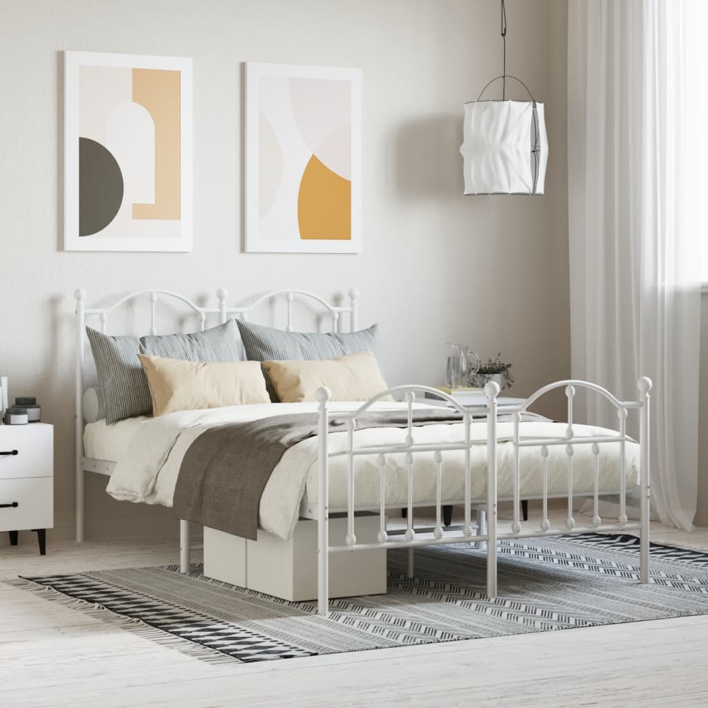 Bedframe met hoofd- en voeteneinde metaal wit 120 x 190 cm is nu te koop bij PeponiXL, paradijselijk wonen!