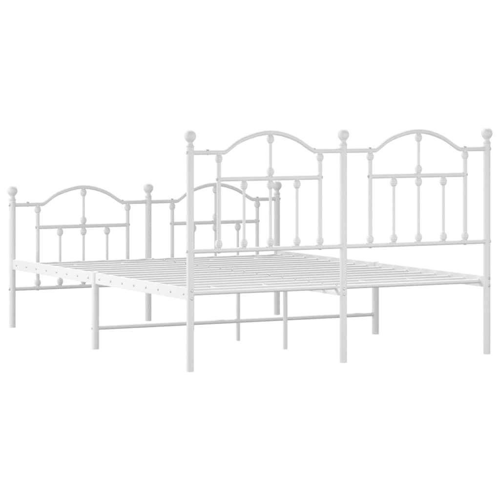 Bedframe met hoofd- en voeteneinde metaal wit 140x190 cm is nu te koop bij PeponiXL, paradijselijk wonen!