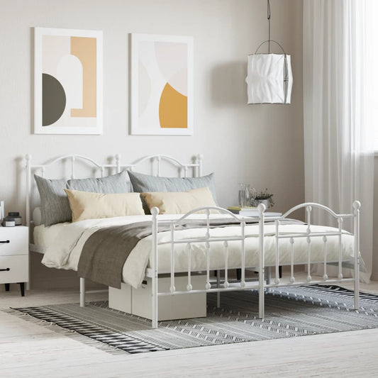 Bedframe met hoofd- en voeteneinde metaal wit 140x190 cm is nu te koop bij PeponiXL, paradijselijk wonen!