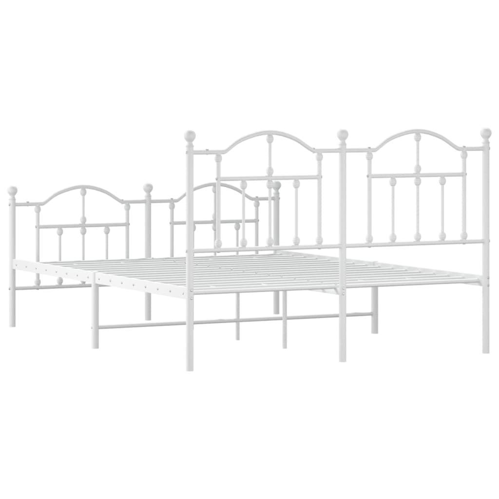 Bedframe met hoofd- en voeteneinde metaal wit 140x200 cm is nu te koop bij PeponiXL, paradijselijk wonen!