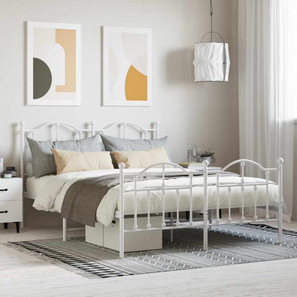 Bedframe met hoofd- en voeteneinde metaal wit 140x200 cm is nu te koop bij PeponiXL, paradijselijk wonen!
