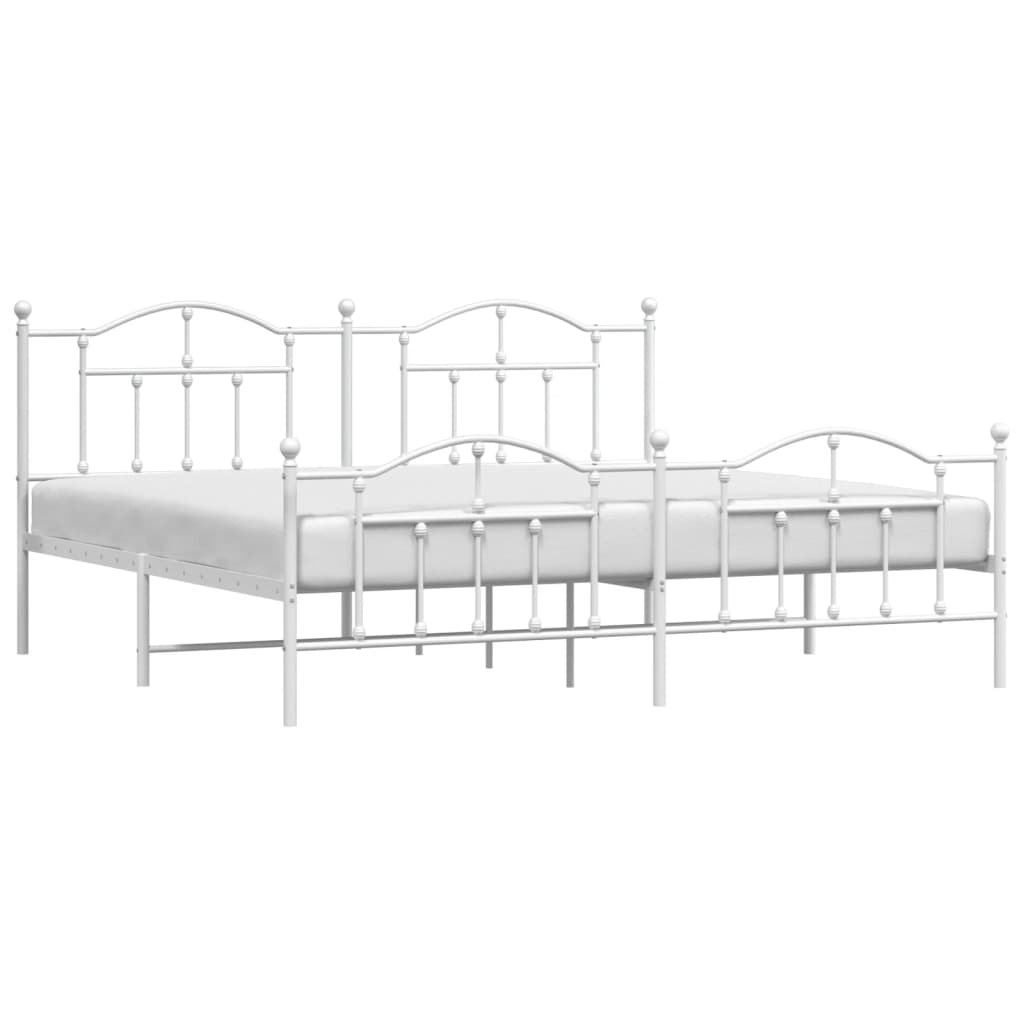 Bedframe met hoofd- en voeteneinde metaal wit 200x200 cm is nu te koop bij PeponiXL, paradijselijk wonen!