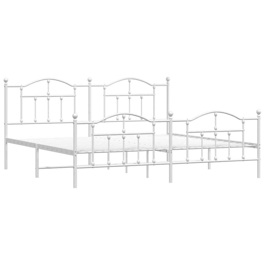 Bedframe met hoofd- en voeteneinde metaal wit 200x200 cm is nu te koop bij PeponiXL, paradijselijk wonen!