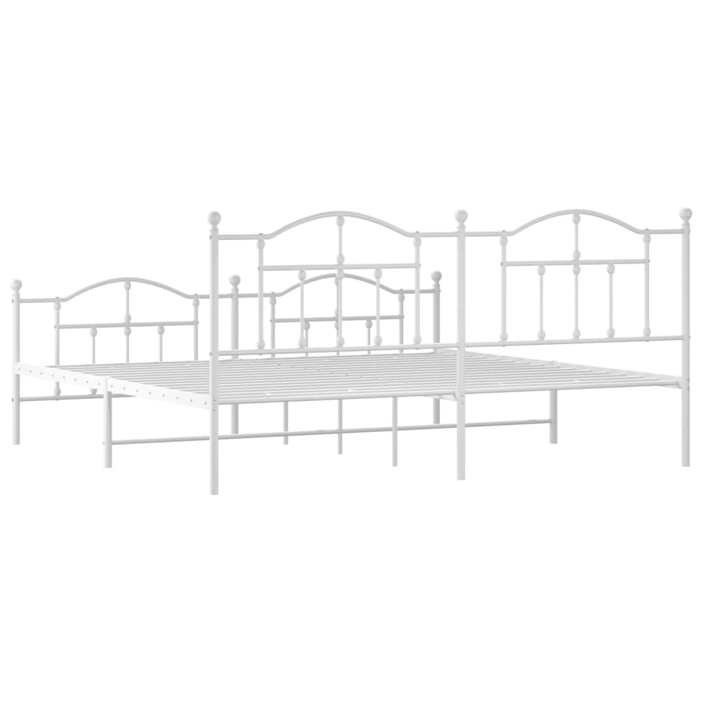 Bedframe met hoofd- en voeteneinde metaal wit 200x200 cm is nu te koop bij PeponiXL, paradijselijk wonen!