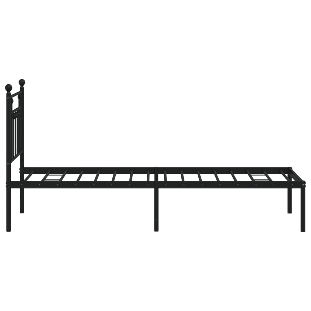 Bedframe met hoofdbord metaal zwart 75x190 cm is nu te koop bij PeponiXL, paradijselijk wonen!