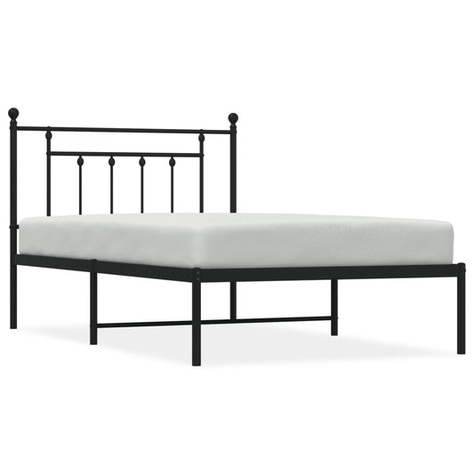 Bedframe met hoofdbord metaal zwart 107x203 cm is nu te koop bij PeponiXL, paradijselijk wonen!