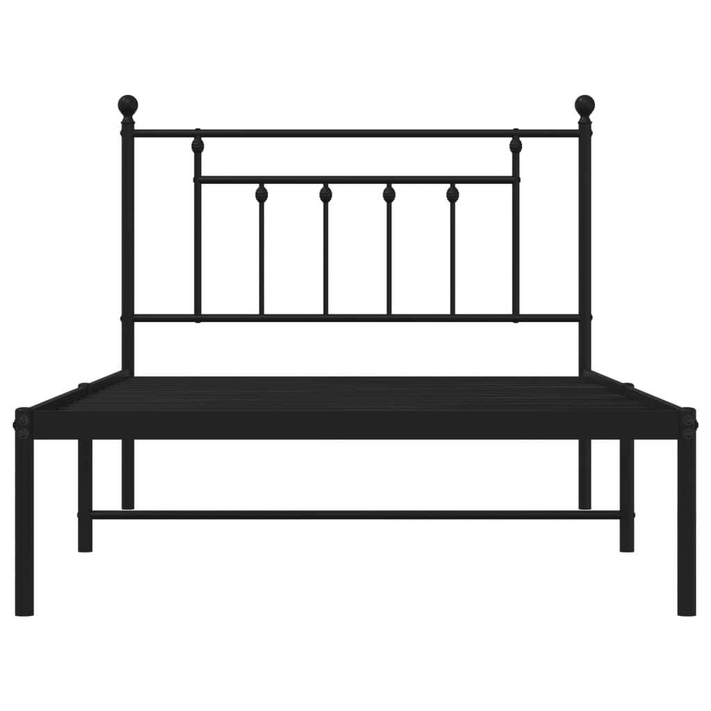 Bedframe met hoofdbord metaal zwart 107x203 cm is nu te koop bij PeponiXL, paradijselijk wonen!