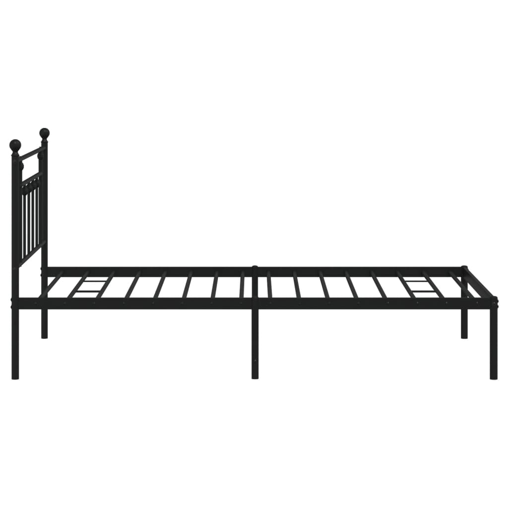 Bedframe met hoofdbord metaal zwart 107x203 cm is nu te koop bij PeponiXL, paradijselijk wonen!