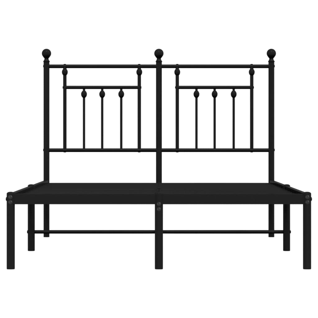 Bedframe met hoofdbord metaal zwart 120x190 cm is nu te koop bij PeponiXL, paradijselijk wonen!