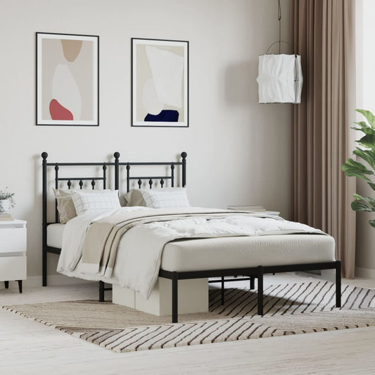 Bedframe met hoofdbord metaal zwart 120x190 cm is nu te koop bij PeponiXL, paradijselijk wonen!