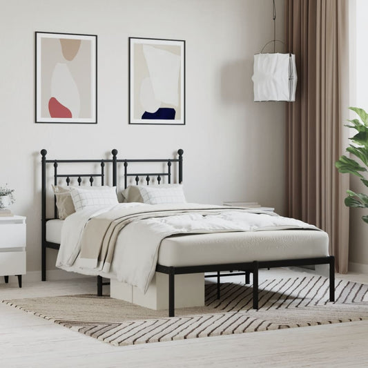 Bedframe met hoofdbord metaal zwart 120x200 cm is nu te koop bij PeponiXL, paradijselijk wonen!