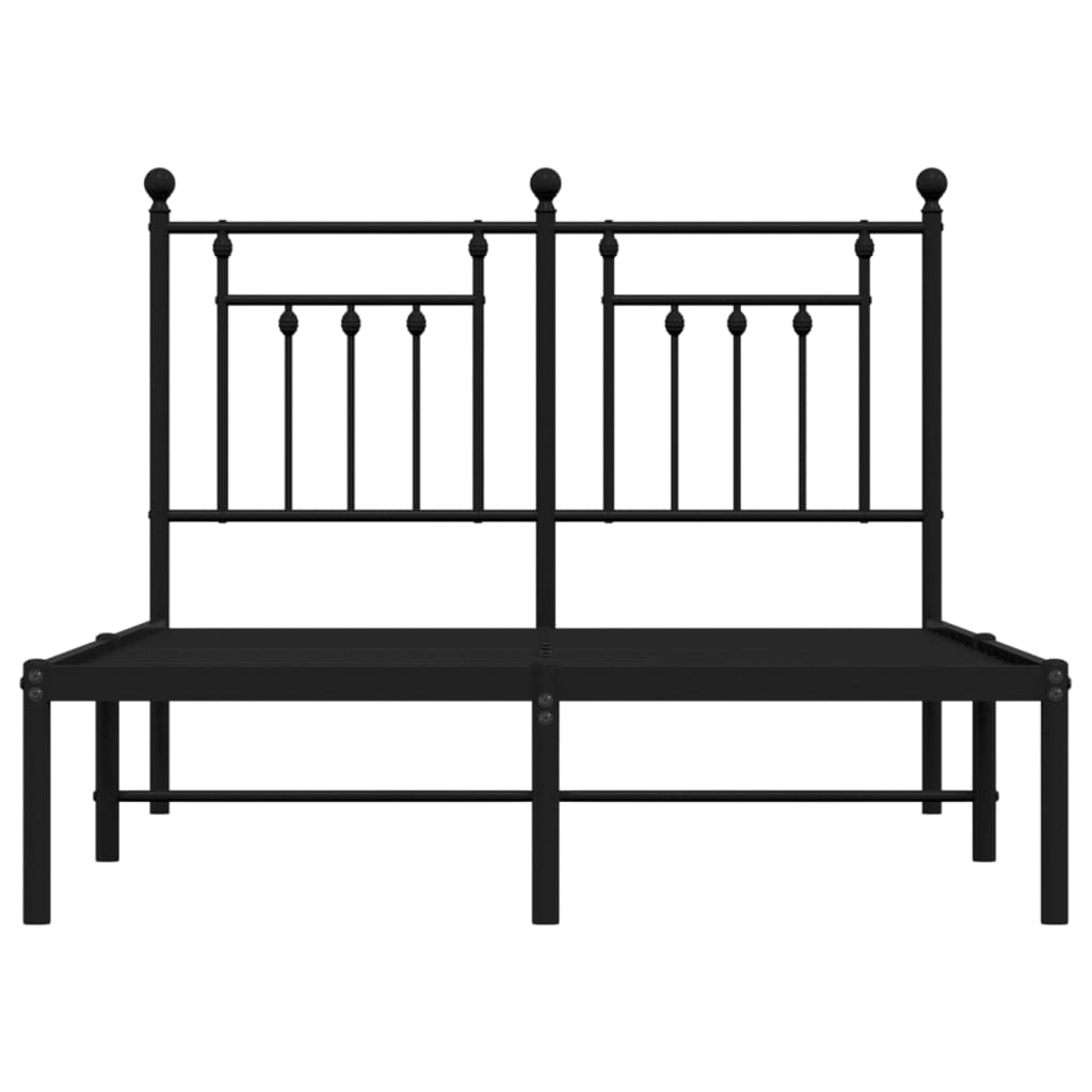 Bedframe met hoofdbord metaal zwart 135x190 cm is nu te koop bij PeponiXL, paradijselijk wonen!