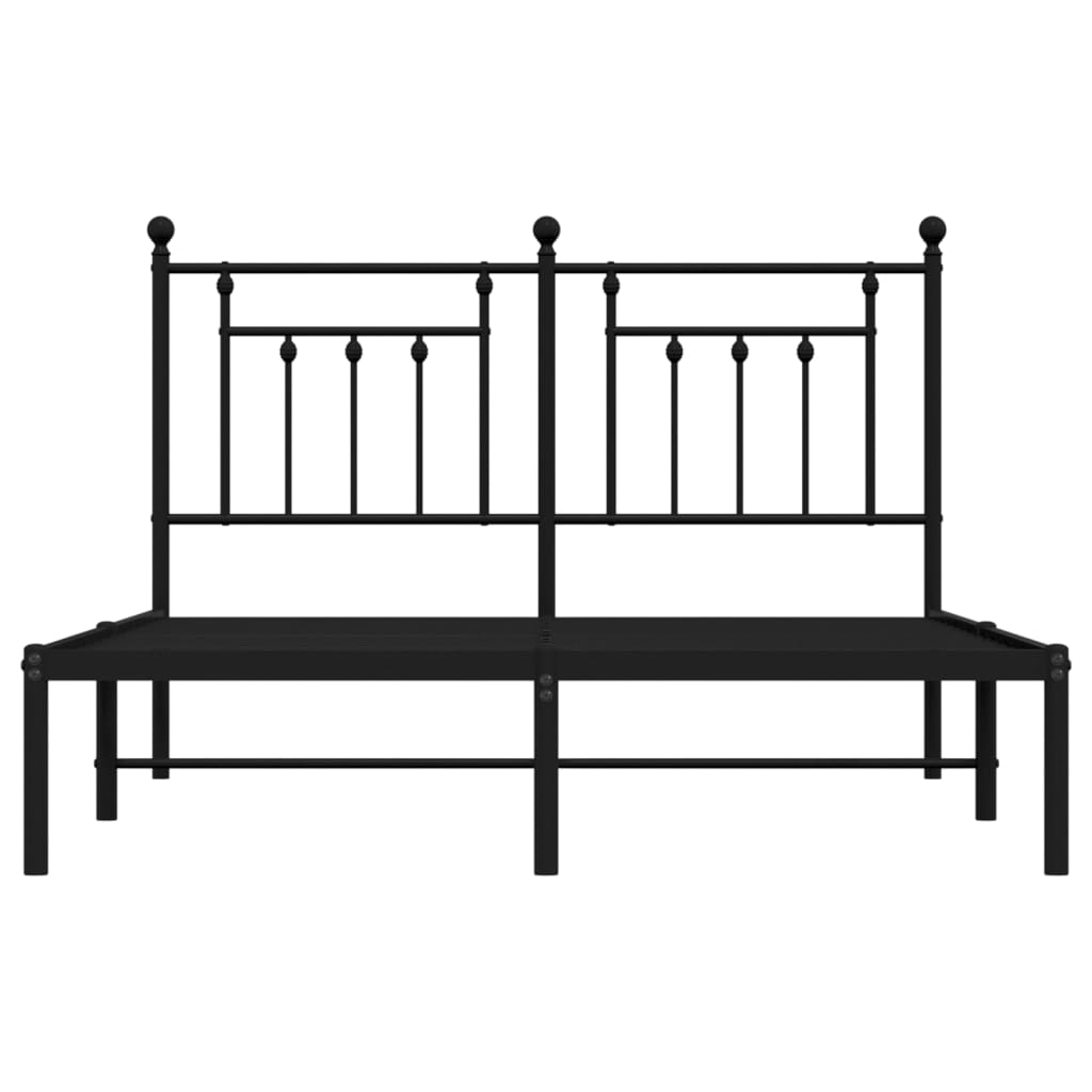 Bedframe met hoofdbord metaal zwart 140x190 cm is nu te koop bij PeponiXL, paradijselijk wonen!