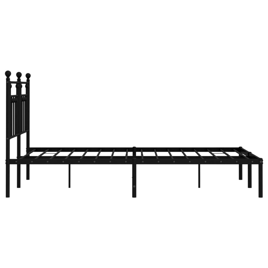 Bedframe met hoofdbord metaal zwart 140x190 cm is nu te koop bij PeponiXL, paradijselijk wonen!