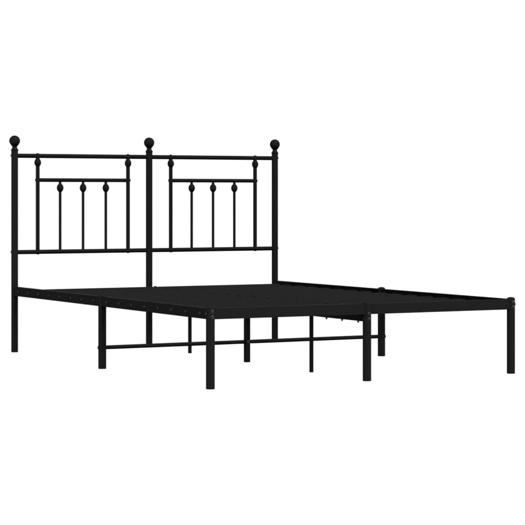 Bedframe met hoofdbord metaal zwart 140x200 cm is nu te koop bij PeponiXL, paradijselijk wonen!