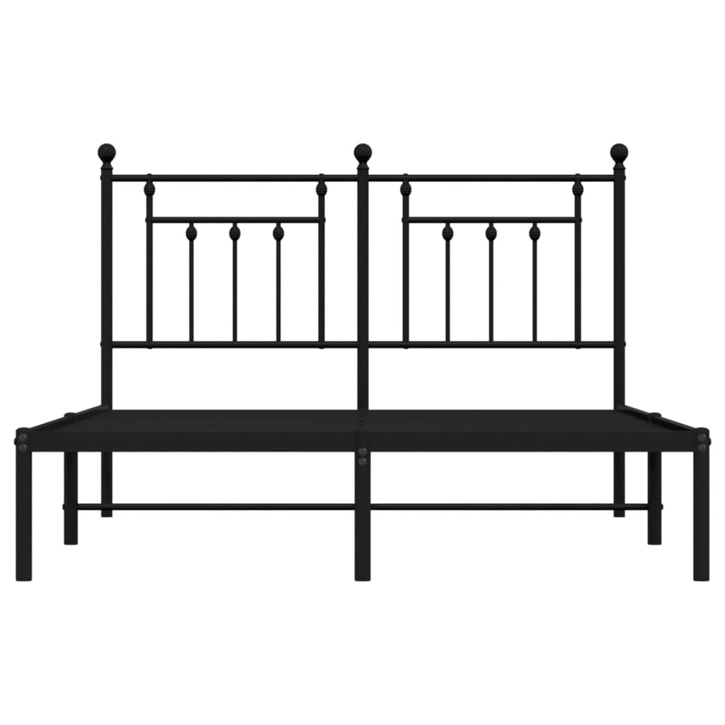 Bedframe met hoofdbord metaal zwart 140x200 cm is nu te koop bij PeponiXL, paradijselijk wonen!