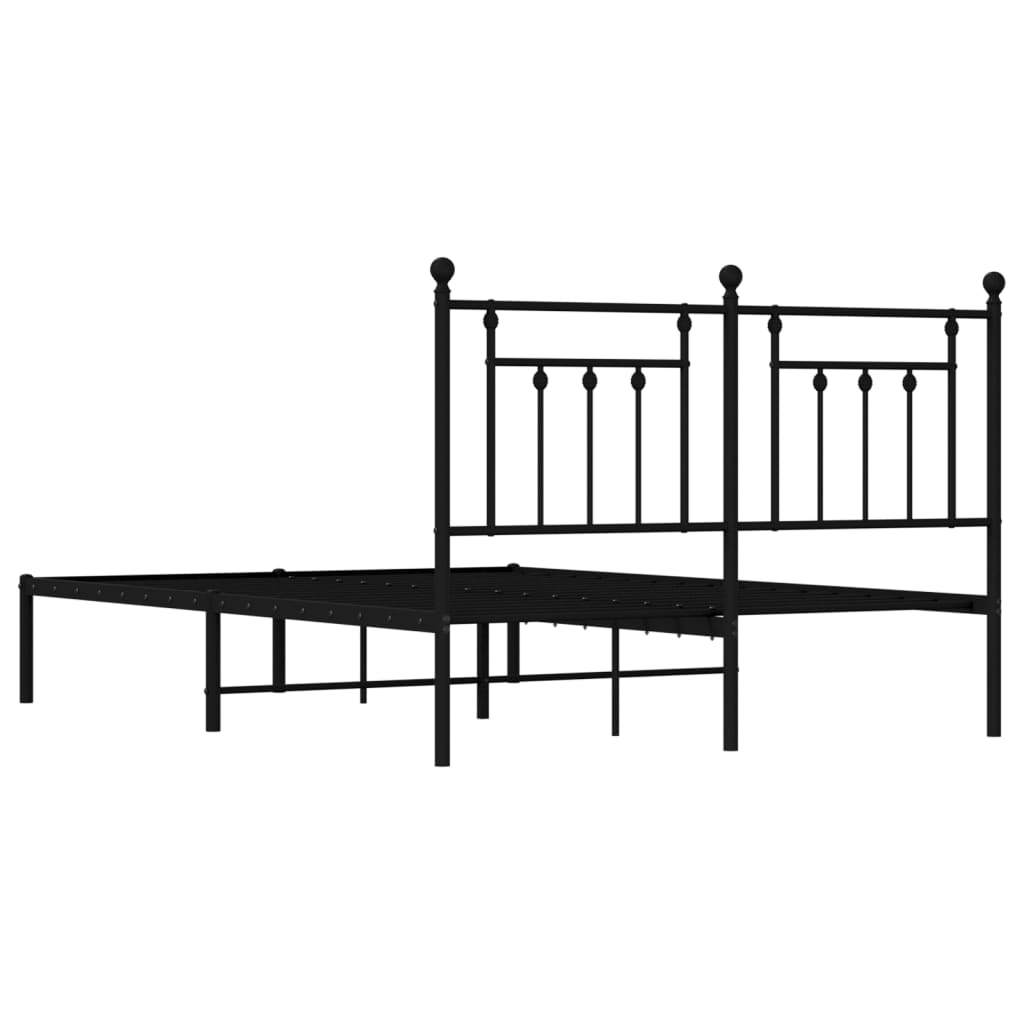 Bedframe met hoofdbord metaal zwart 140x200 cm is nu te koop bij PeponiXL, paradijselijk wonen!
