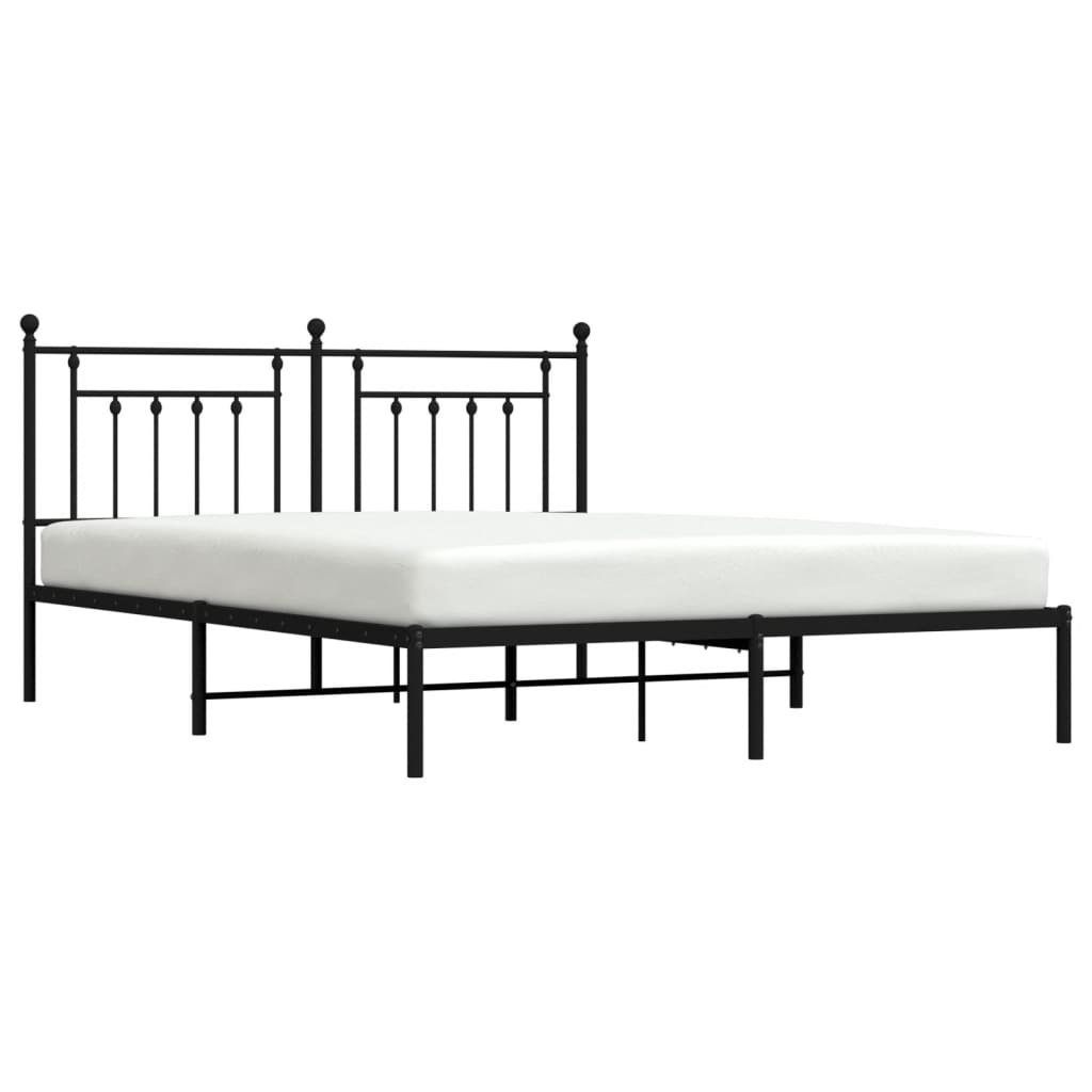 Bedframe met hoofdbord metaal zwart 183x213 cm is nu te koop bij PeponiXL, paradijselijk wonen!