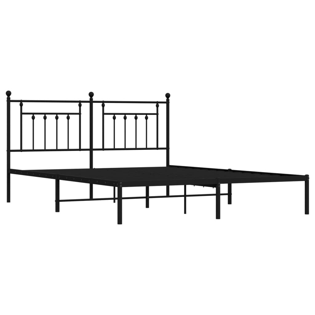 Bedframe met hoofdbord metaal zwart 183x213 cm is nu te koop bij PeponiXL, paradijselijk wonen!