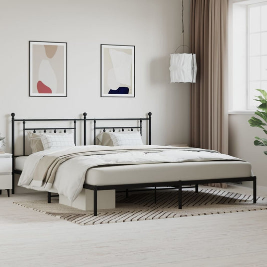 Bedframe met hoofdbord metaal zwart 193x203 cm is nu te koop bij PeponiXL, paradijselijk wonen!