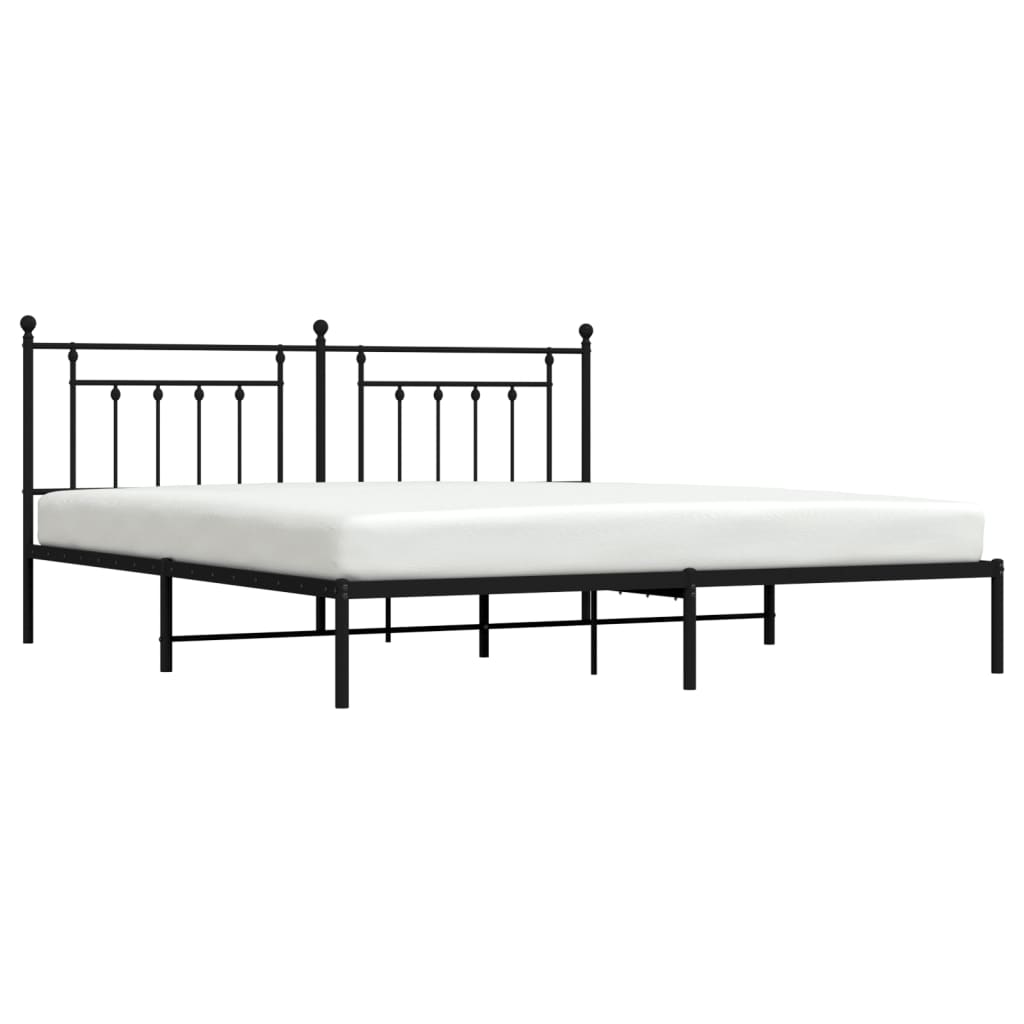 Bedframe met hoofdbord metaal zwart 200x200 cm is nu te koop bij PeponiXL, paradijselijk wonen!
