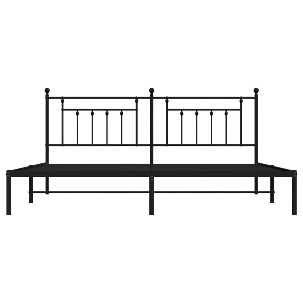 Bedframe met hoofdbord metaal zwart 200x200 cm is nu te koop bij PeponiXL, paradijselijk wonen!