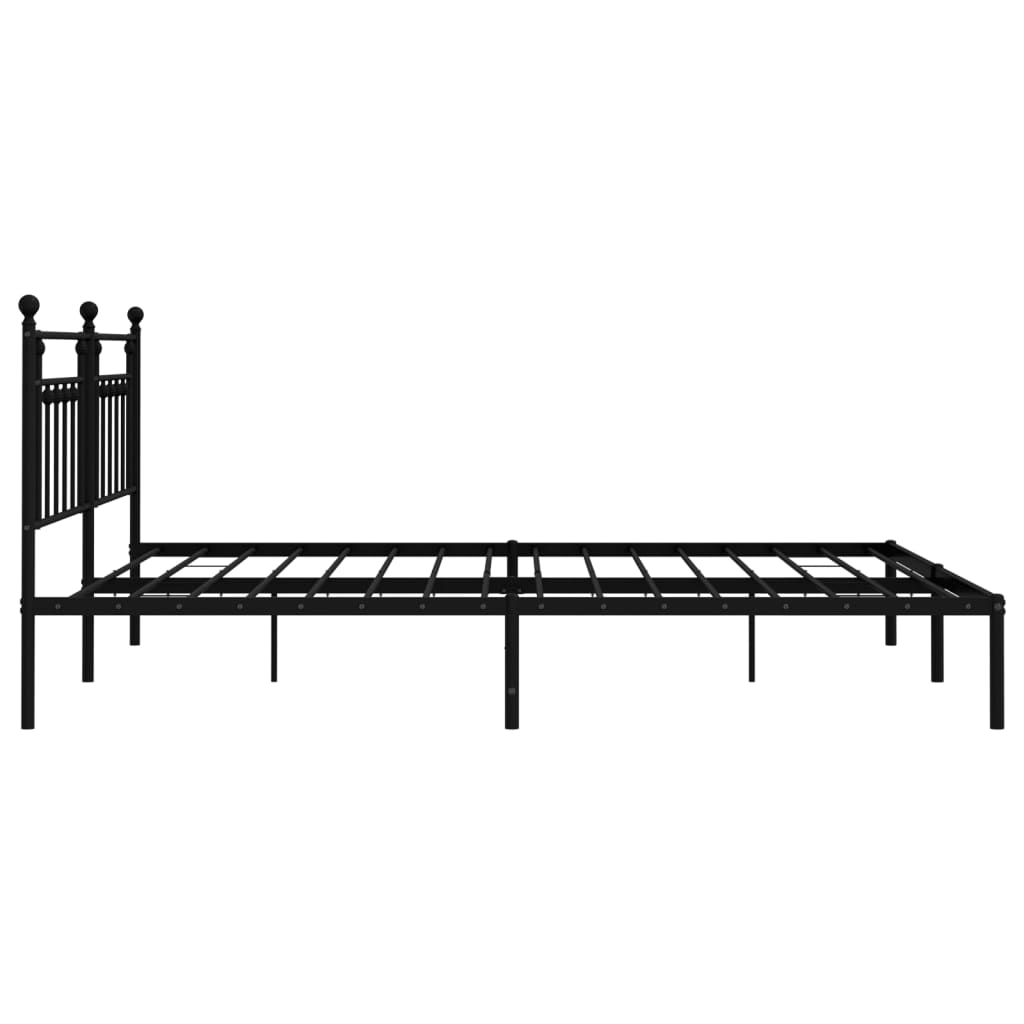 Bedframe met hoofdbord metaal zwart 200x200 cm is nu te koop bij PeponiXL, paradijselijk wonen!