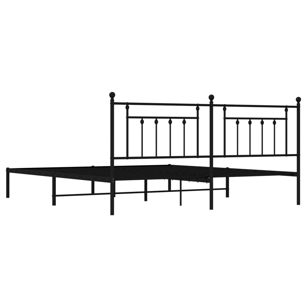 Bedframe met hoofdbord metaal zwart 200x200 cm is nu te koop bij PeponiXL, paradijselijk wonen!