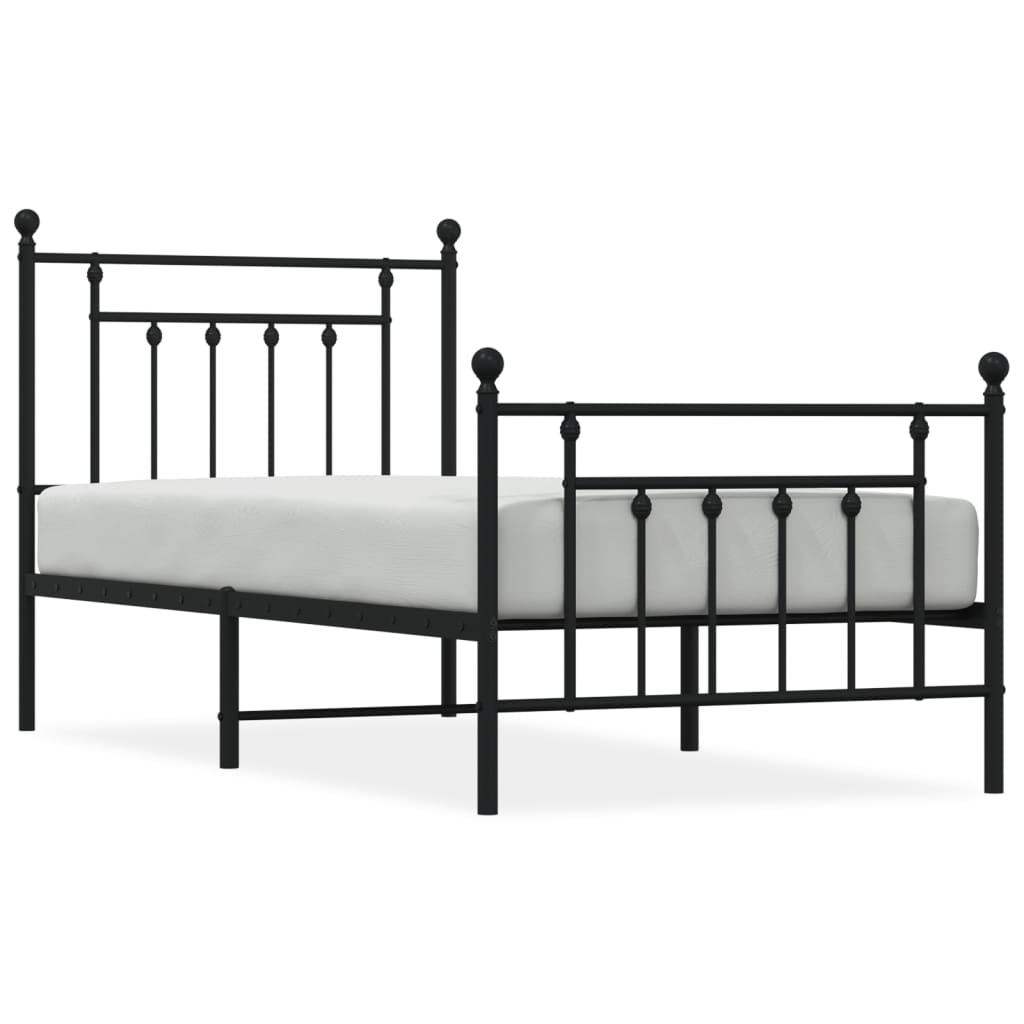 Bedframe met hoofd- en voeteneinde metaal zwart 80x200 cm is nu te koop bij PeponiXL, paradijselijk wonen!
