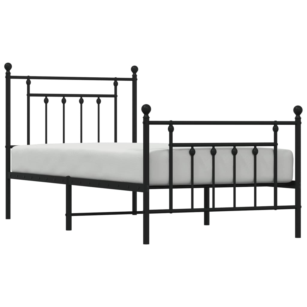 Bedframe met hoofd- en voeteneinde metaal zwart 80x200 cm is nu te koop bij PeponiXL, paradijselijk wonen!