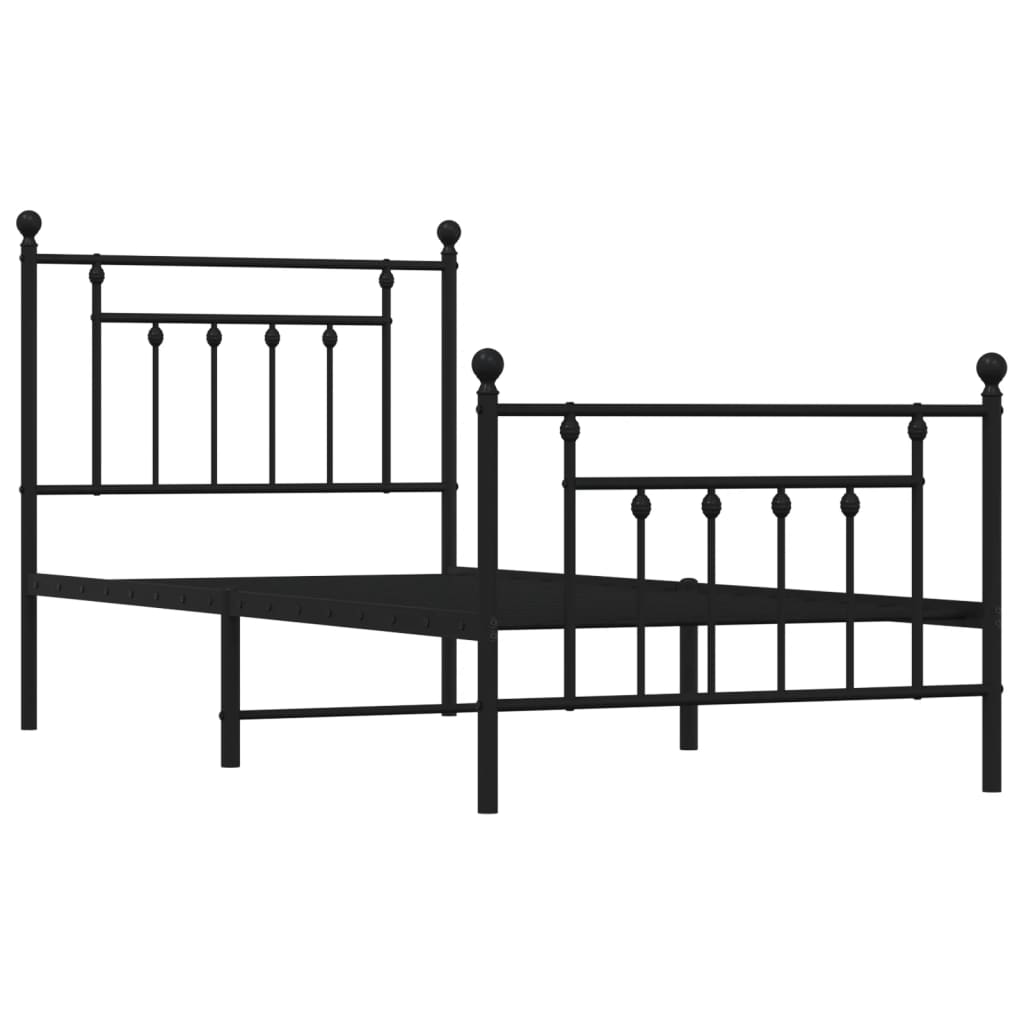 Bedframe met hoofd- en voeteneinde metaal zwart 80x200 cm is nu te koop bij PeponiXL, paradijselijk wonen!