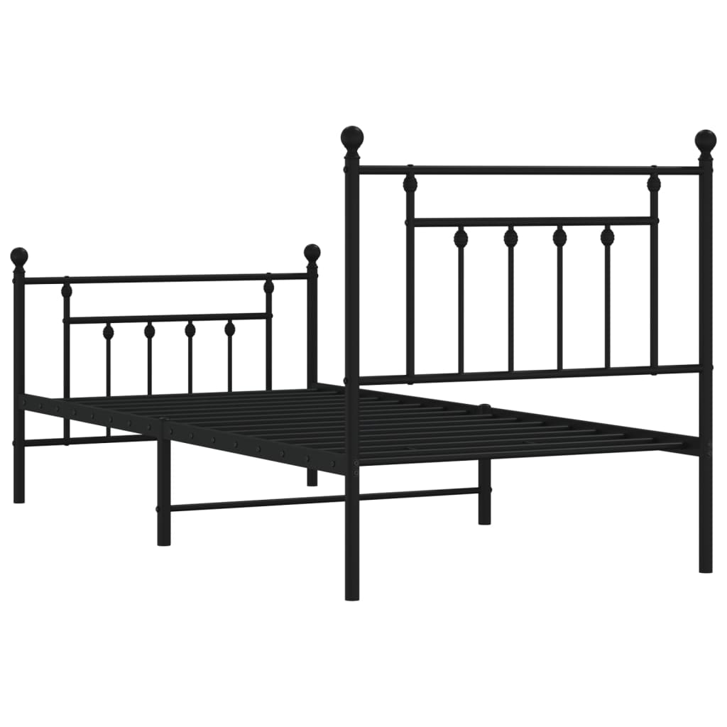 Bedframe met hoofd- en voeteneinde metaal zwart 80x200 cm is nu te koop bij PeponiXL, paradijselijk wonen!
