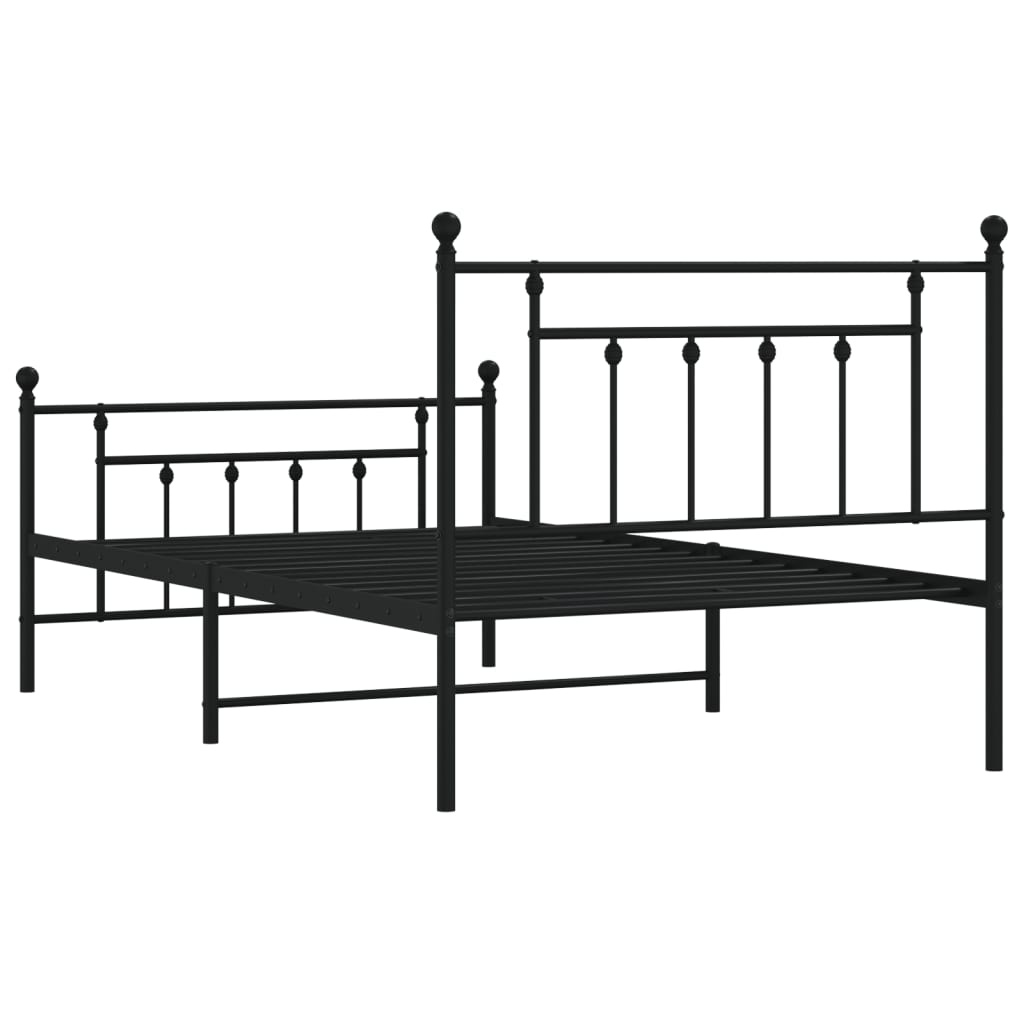 Bedframe met hoofd- en voeteneinde metaal zwart 107x203 cm is nu te koop bij PeponiXL, paradijselijk wonen!