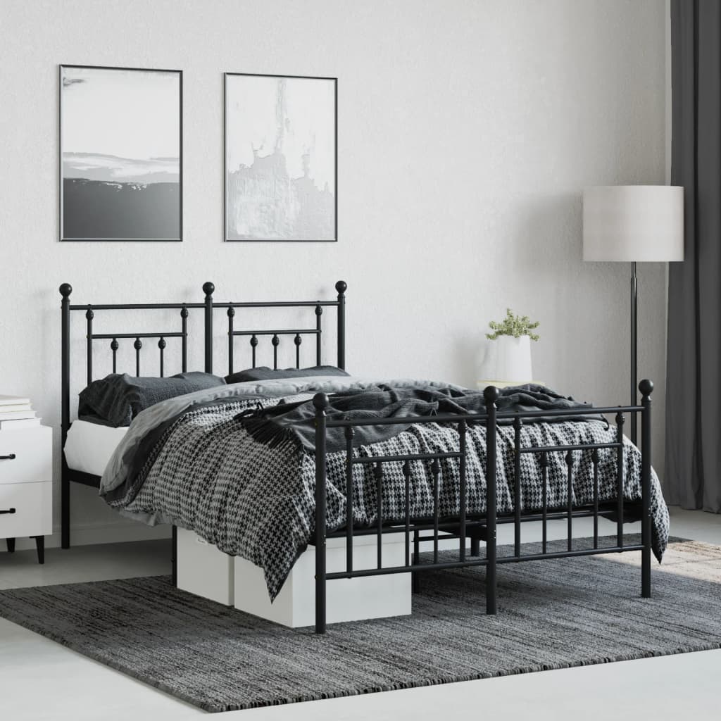 Bedframe met hoofd- en voeteneinde metaal zwart 120x190 cm is nu te koop bij PeponiXL, paradijselijk wonen!