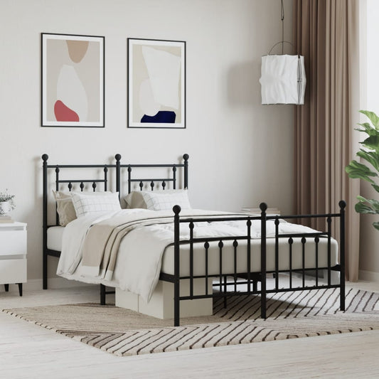 Bedframe met hoofd- en voeteneinde metaal zwart 120x190 cm is nu te koop bij PeponiXL, paradijselijk wonen!