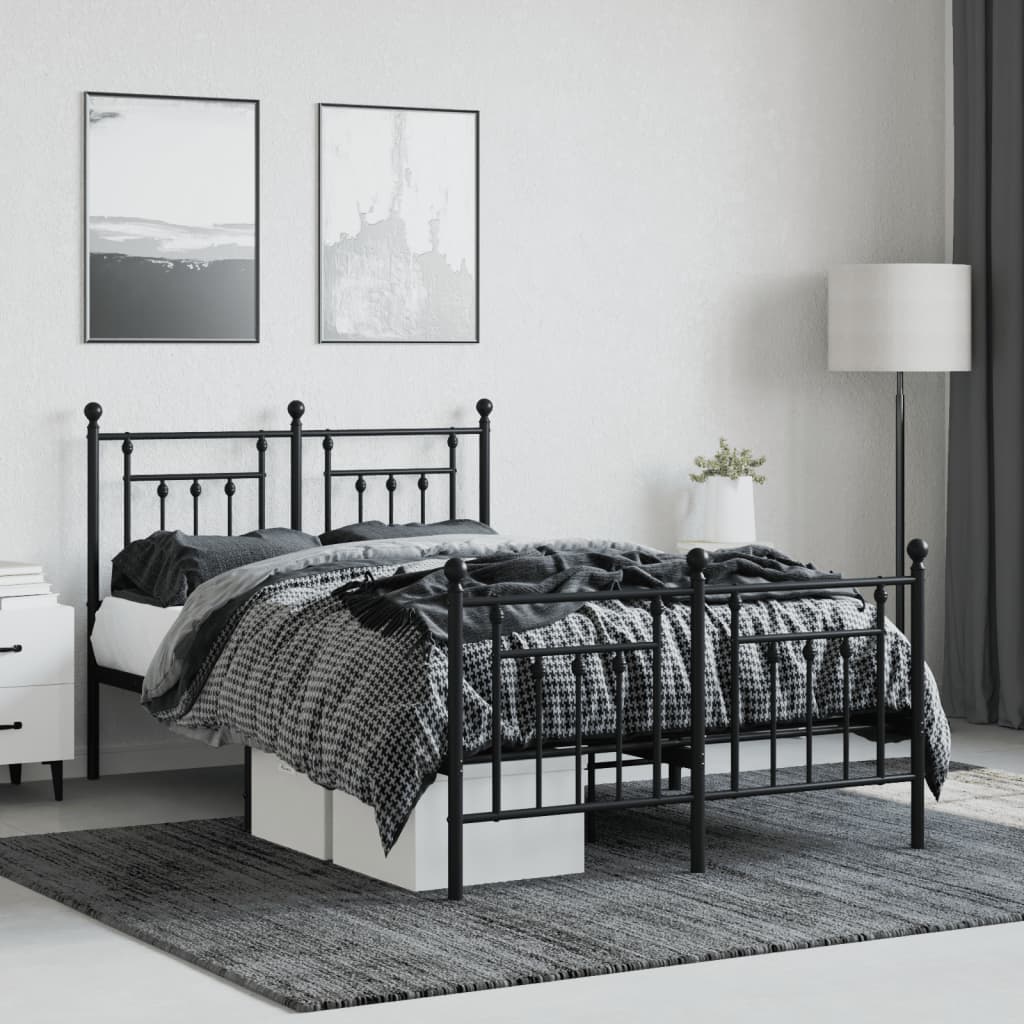 Bedframe met hoofd- en voeteneinde metaal zwart 120x200 cm is nu te koop bij PeponiXL, paradijselijk wonen!