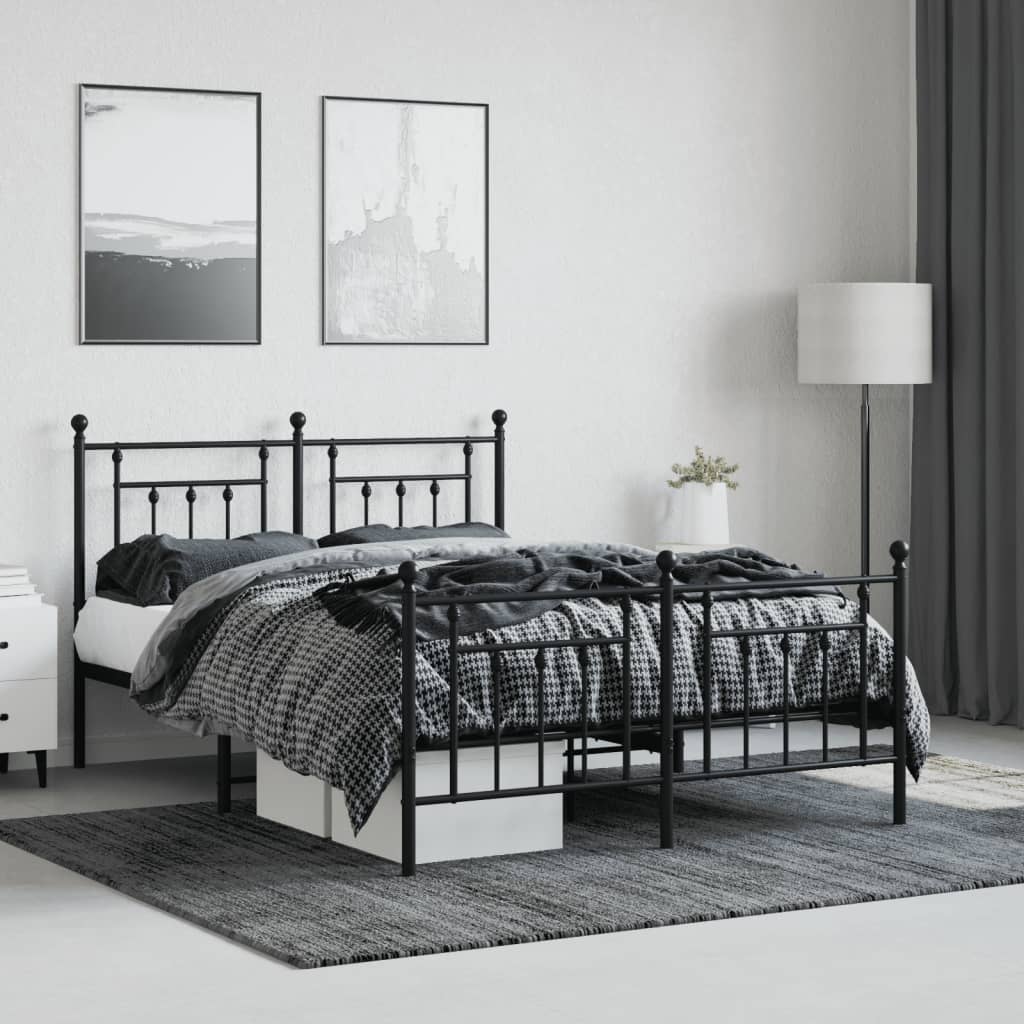 Bedframe met hoofd- en voeteneinde metaal zwart 140x190 cm is nu te koop bij PeponiXL, paradijselijk wonen!