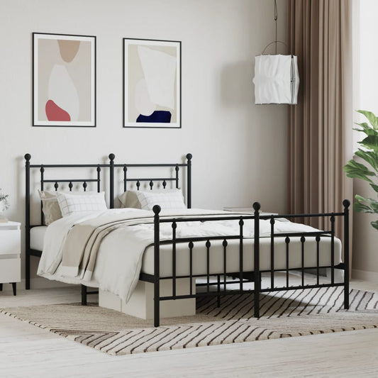 Bedframe met hoofd- en voeteneinde metaal zwart 140x190 cm is nu te koop bij PeponiXL, paradijselijk wonen!