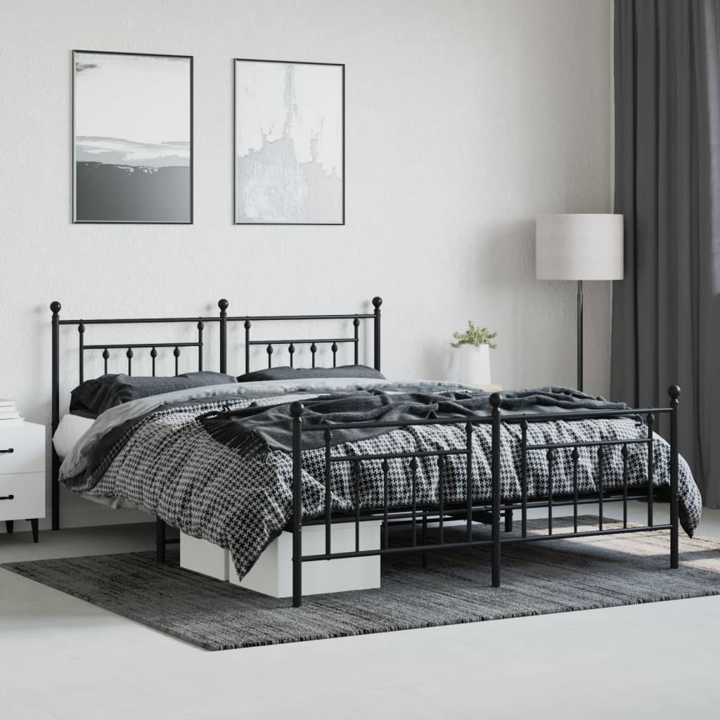 Bedframe met hoofd- en voeteneinde metaal zwart 183x213 cm is nu te koop bij PeponiXL, paradijselijk wonen!